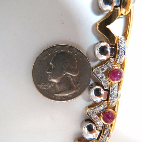 9.50ct Natural Ruby Diamonds Link Necklace 18Kt